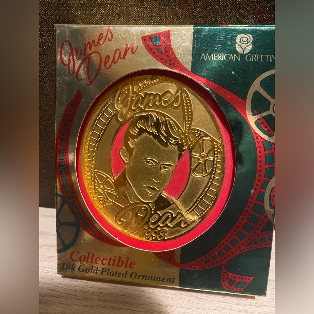 Jame Dean collectable vintage 18k gold plated Christmas ornament new